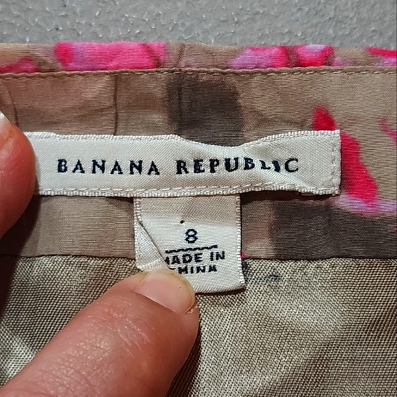 Banana Republic Silk Cotton Floral Dress Pink Green Sleeveless Size 8 - Picture 8 of 10